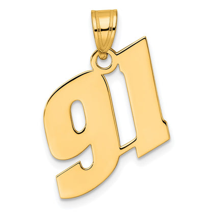 14k Yellow Gold Polished Block Number 91 Pendant