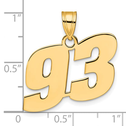 14k Yellow Gold Polished Block Number 93 Pendant