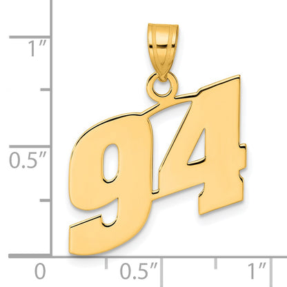 14k Yellow Gold Polished Block Number 94 Pendant