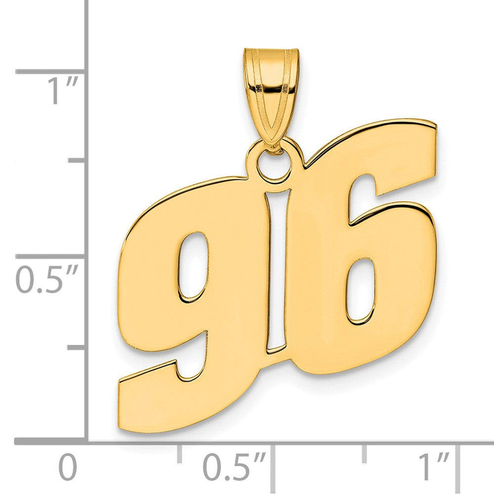 14k Yellow Gold Polished Block Number 96 Pendant