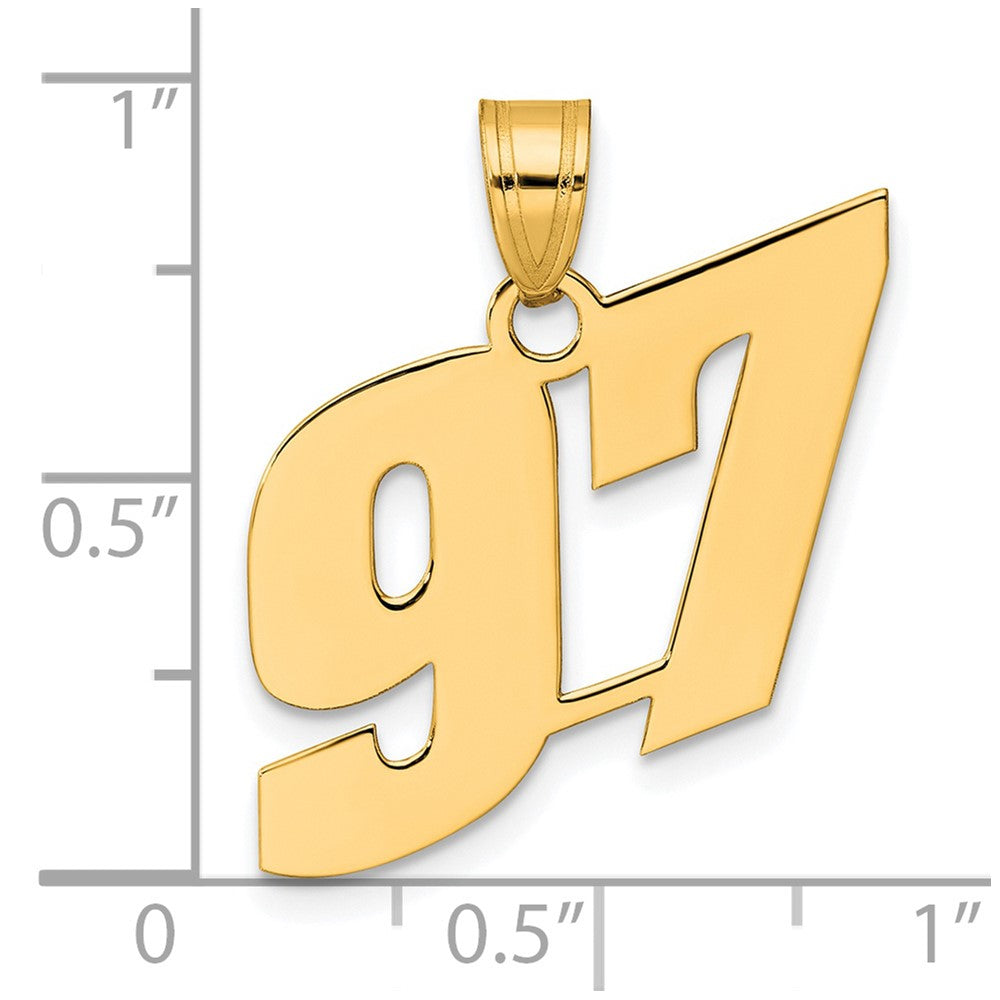 14k Yellow Gold Polished Block Number 97 Pendant