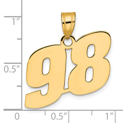 14k Yellow Gold Polished Block Number 98 Pendant