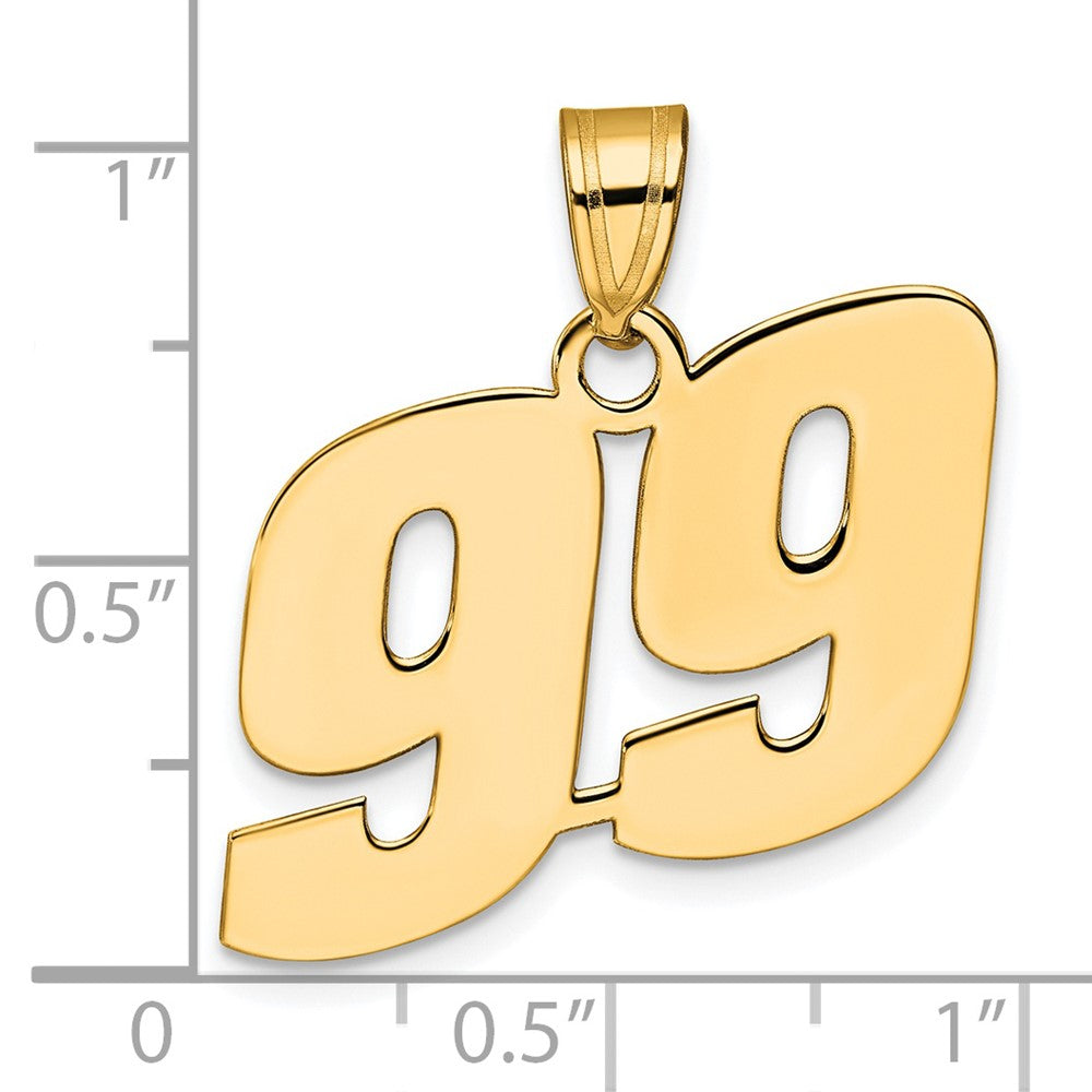 14k Yellow Gold Polished Block Number 99 Pendant