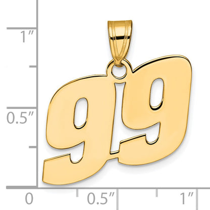 14k Yellow Gold Polished Block Number 99 Pendant