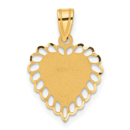14k Yellow Gold Polished Border Heart Pendant
