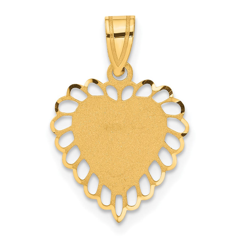 14k Yellow Gold Polished Border Heart Pendant