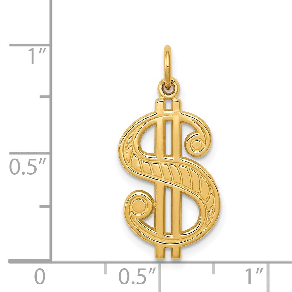 14k Yellow Gold Dollar Sign Charm