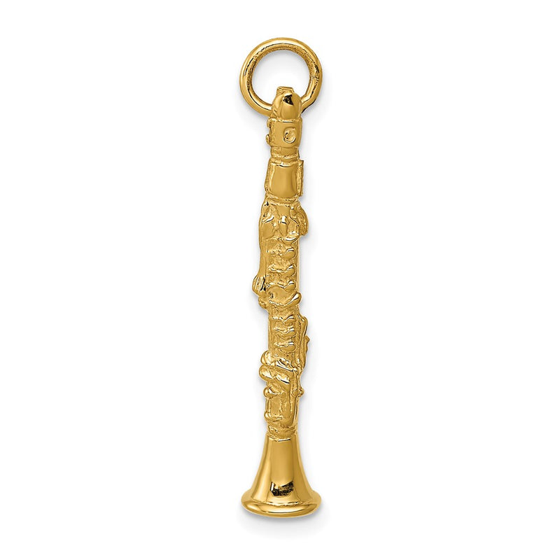 14k Yellow Gold 3-D Clarinet Charm