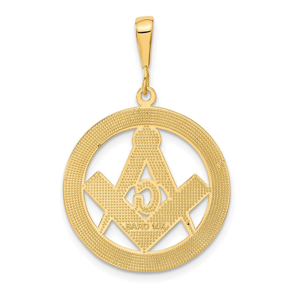 14k Yellow Gold Polished & Textured Large Masonic Symbol Pendant