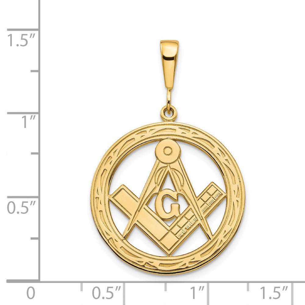 14k Yellow Gold Polished & Textured Large Masonic Symbol Pendant