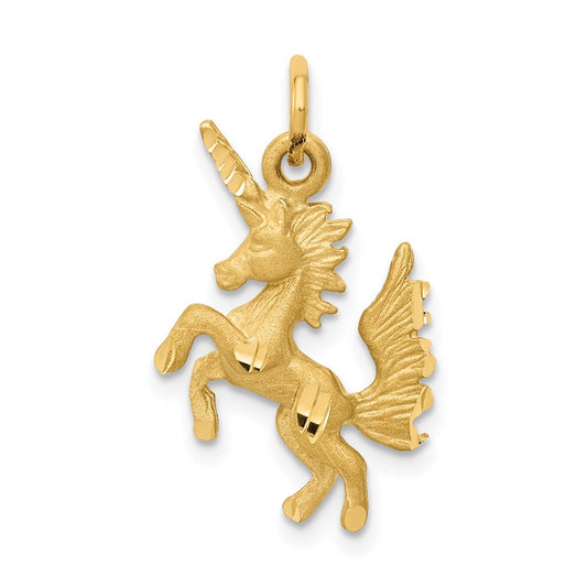 14k Yellow Gold Dancing Unicorn Charm