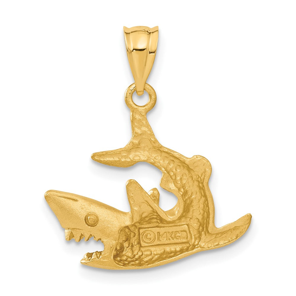 14k Yellow Gold Shark Pendant