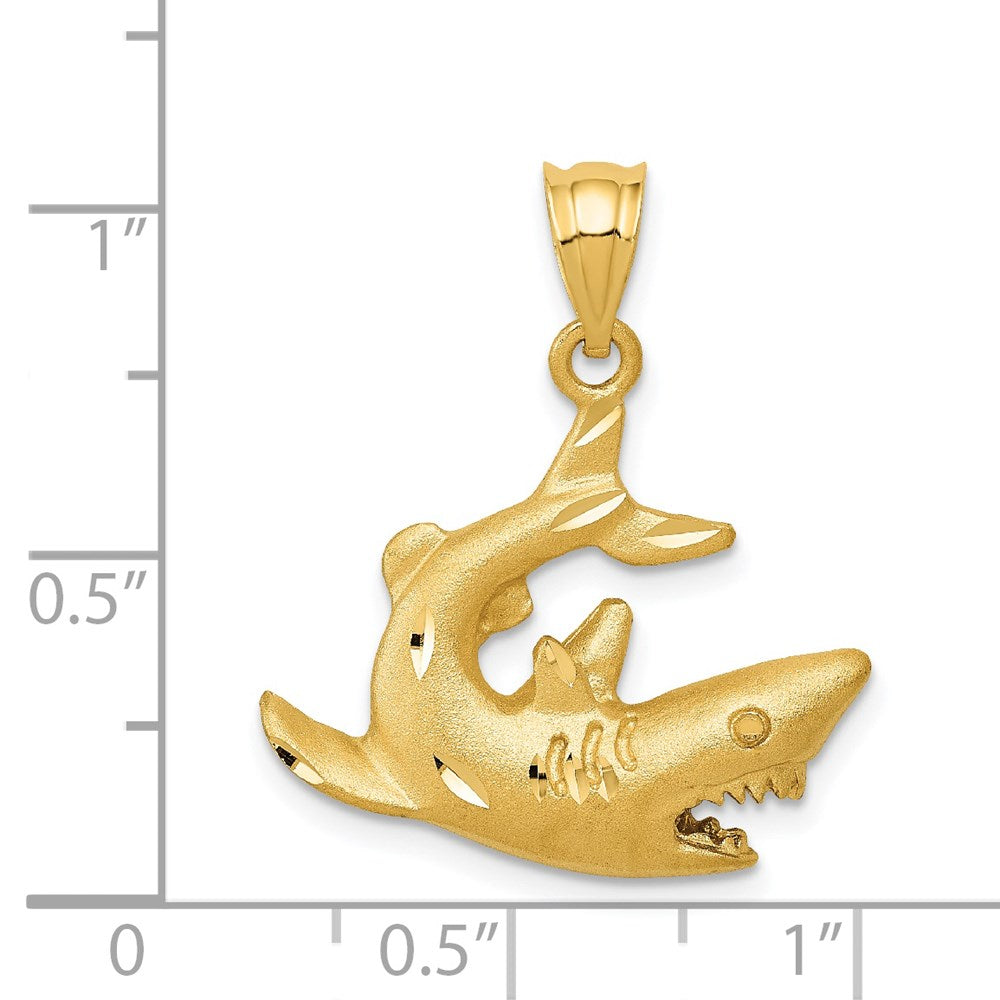 14k Yellow Gold Shark Pendant