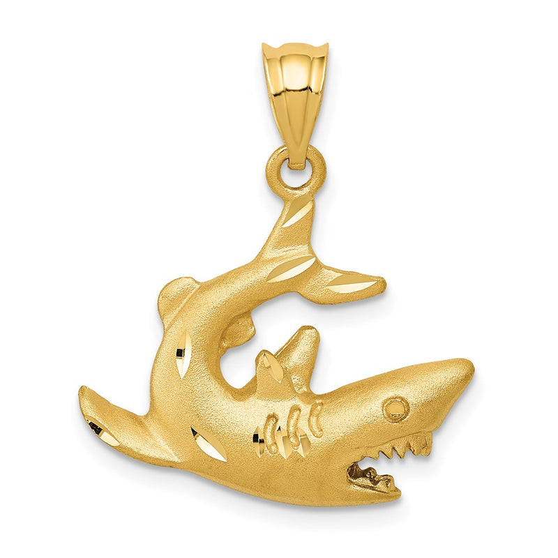 14k Yellow Gold Shark Pendant