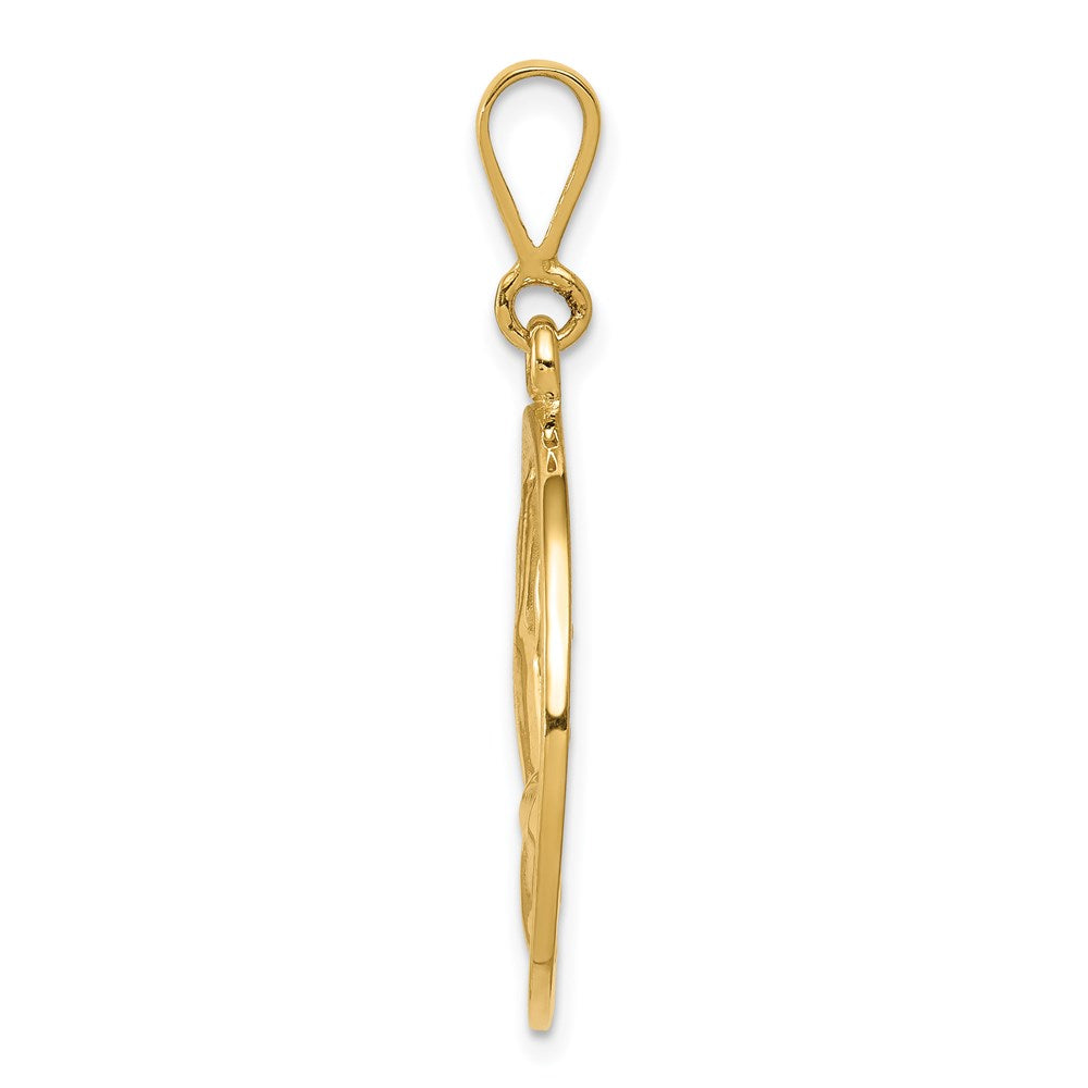 14k Yellow Gold Praying Hands and Serenity Prayer Pendant