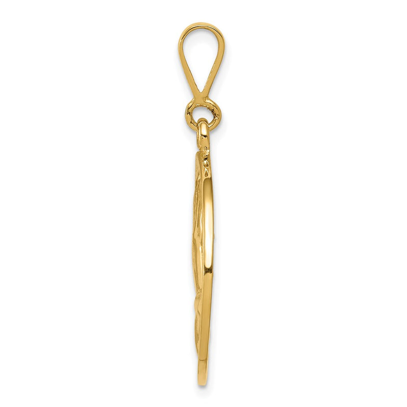 14k Yellow Gold Praying Hands and Serenity Prayer Pendant