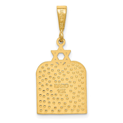 14k Yellow Gold Polished 10 Commandment Tablets w/Star Of David Charm