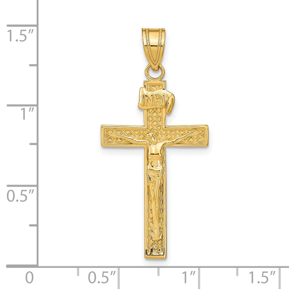 14k Yellow Gold INRI Crucifix Pendant