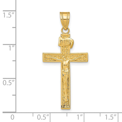 14k Yellow Gold INRI Crucifix Pendant