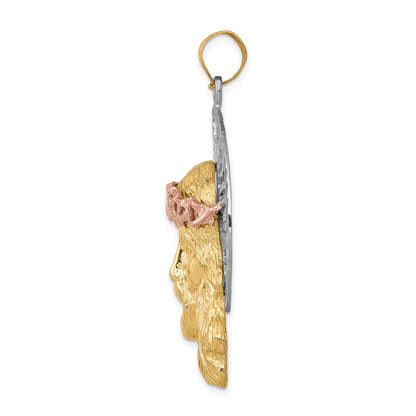 14k Tri-Color Gold Jesus Pendant