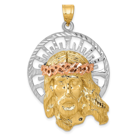 14k Tri-Color Gold Jesus Pendant