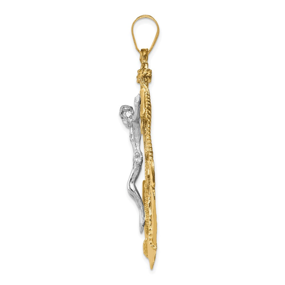 14k Two-tone Gold Mariner's Crucifix Pendant