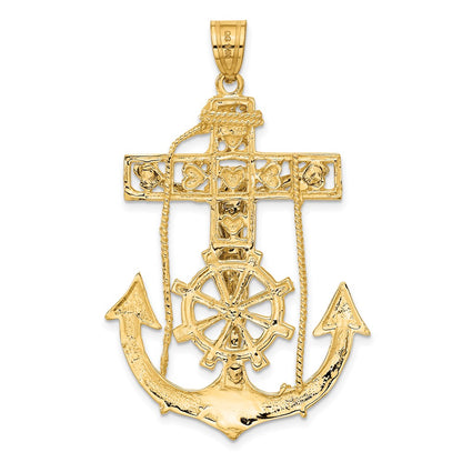 14k Two-tone Gold Mariner's Crucifix Pendant