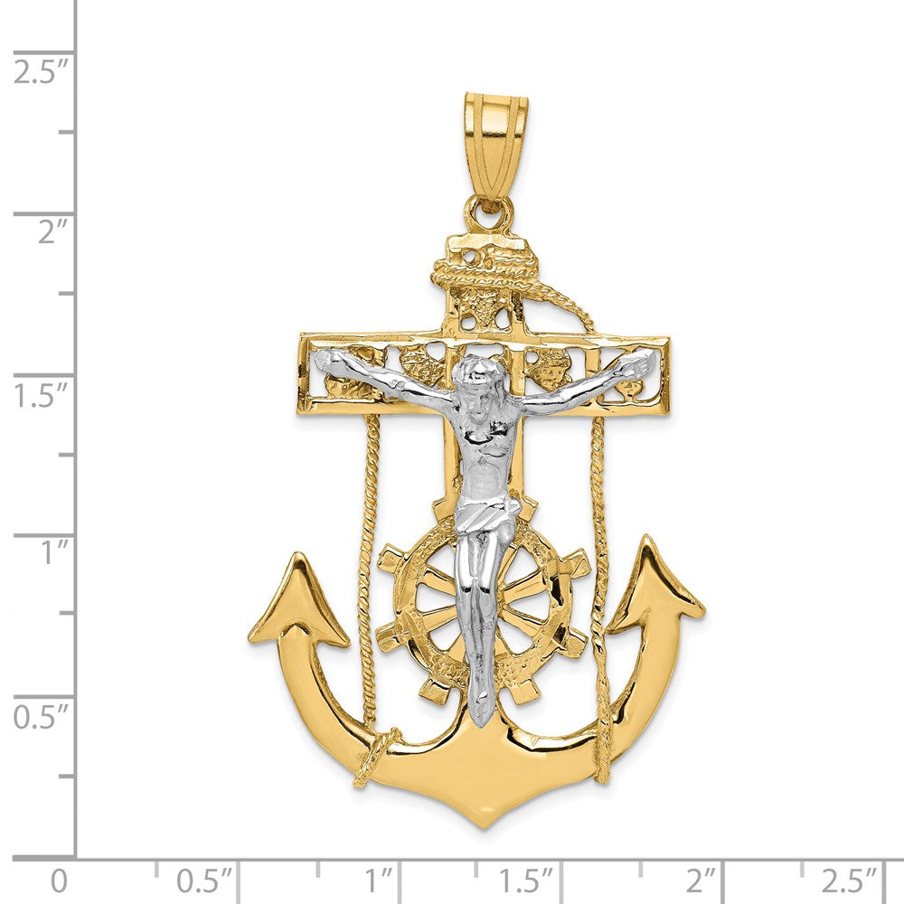 14k Two-tone Gold Mariner's Crucifix Pendant