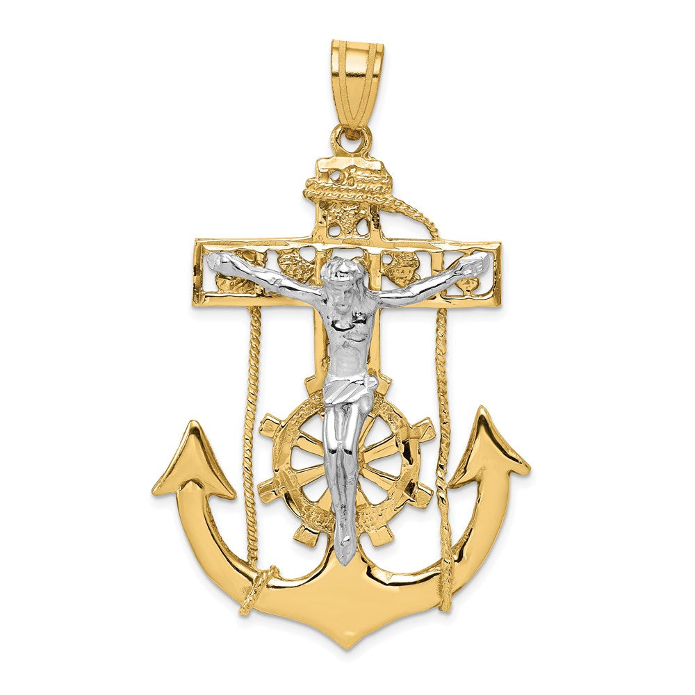 14k Two-tone Gold Mariner's Crucifix Pendant