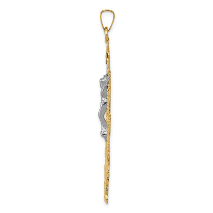 14k Two-tone Gold Cara Vaca Crucifix Pendant