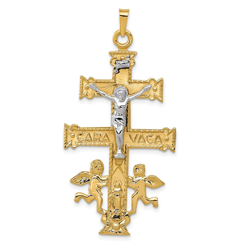 14k Two-tone Gold Cara Vaca Crucifix Pendant