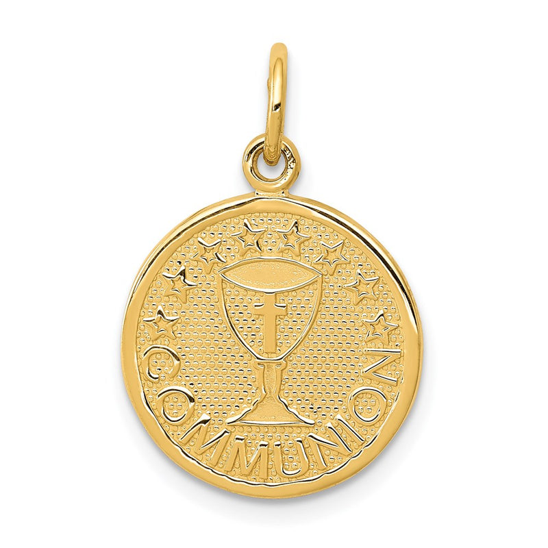 14k Yellow Gold Satin and Polished Communion Charm