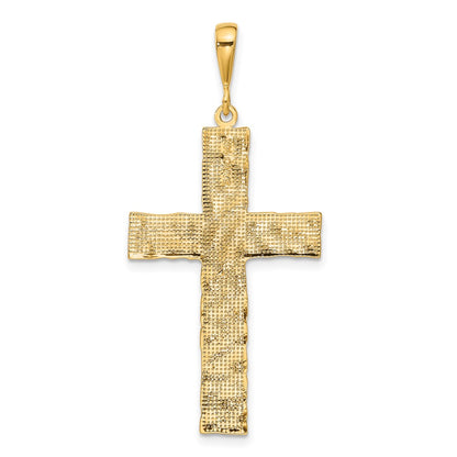14k Yellow Gold Nugget Style Cross Pendant