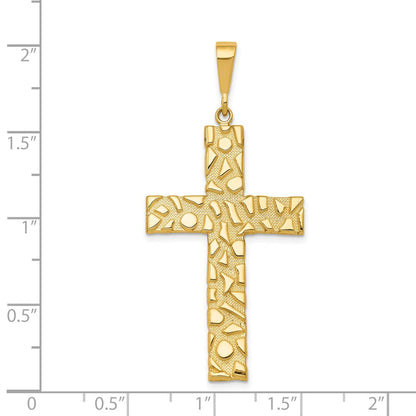 14k Yellow Gold Nugget Style Cross Pendant