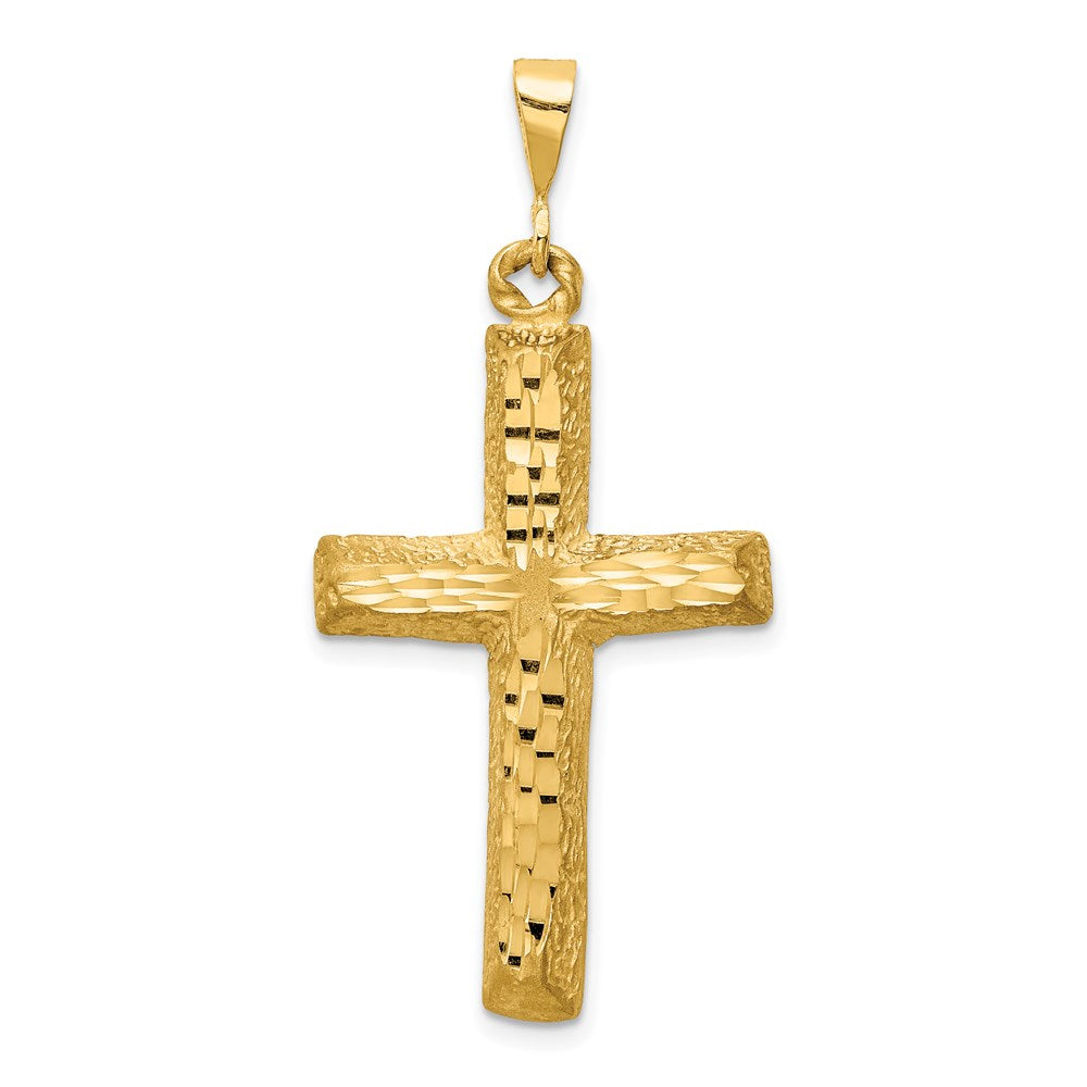 14k Yellow Gold Diamond-cut Cross Charm