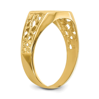 14K Yellow Gold 9.0x10.5mm Open Back Men's Signet Ring
