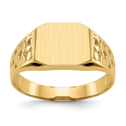 14K Yellow Gold 9.0x10.5mm Open Back Men's Signet Ring