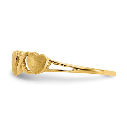 14K Yellow Gold Triple Heart Ring