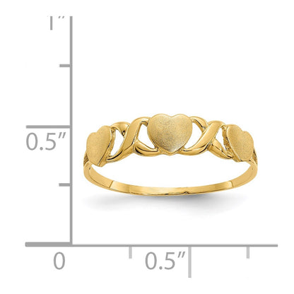 14K Yellow Gold Triple Heart Ring
