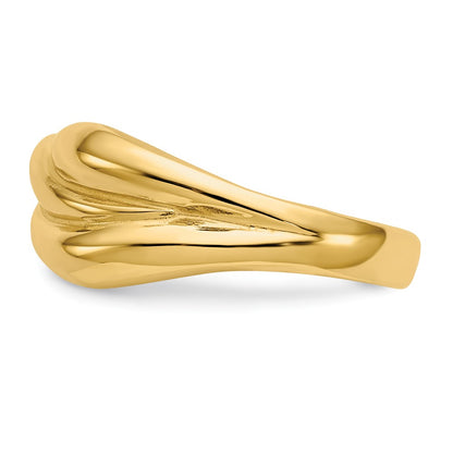 14K Yellow Gold Polished Twisted Dome Ring