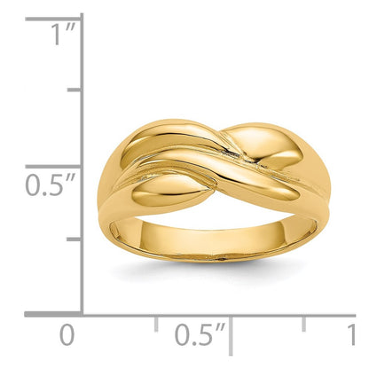 14K Yellow Gold Polished Twisted Dome Ring
