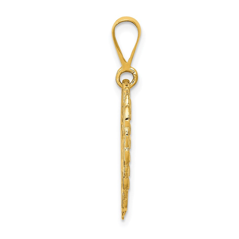 14k Yellow Gold Reversible I LOVE YOU Heart Pendant