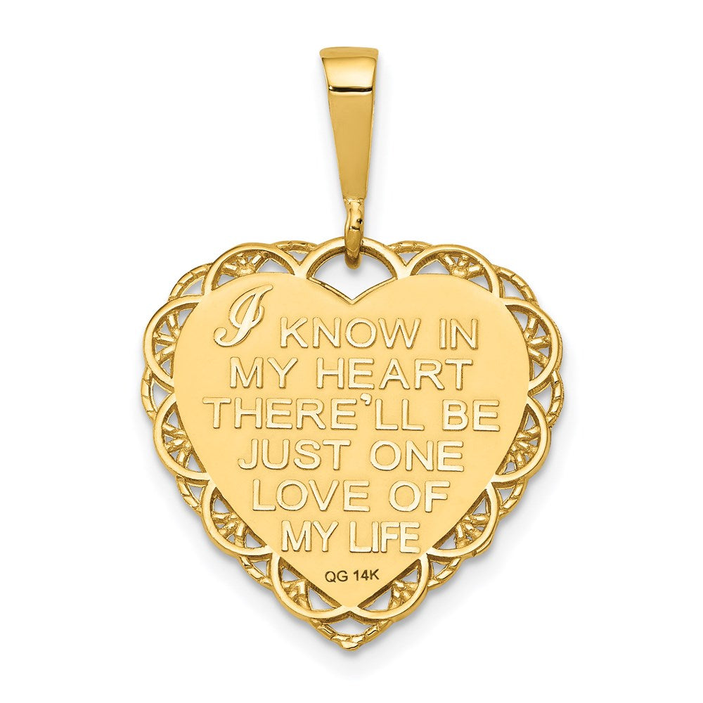 14k Yellow Gold Reversible I LOVE YOU Heart Pendant