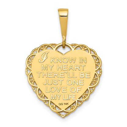 14k Yellow Gold Reversible I LOVE YOU Heart Pendant