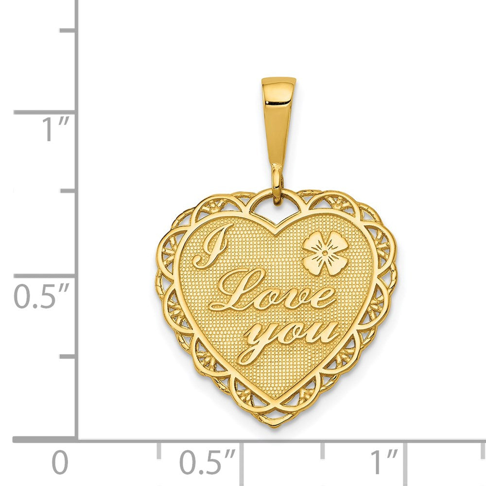 14k Yellow Gold Reversible I LOVE YOU Heart Pendant
