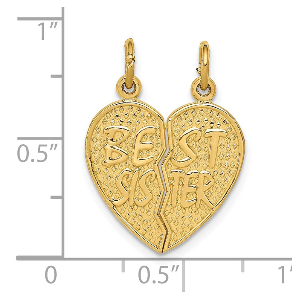 14k Yellow Gold Best Sister Break-apart Charm