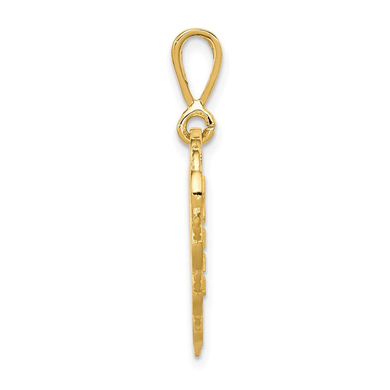 14k Yellow Gold Reversible FOR MY DAUGHTER Heart Charm