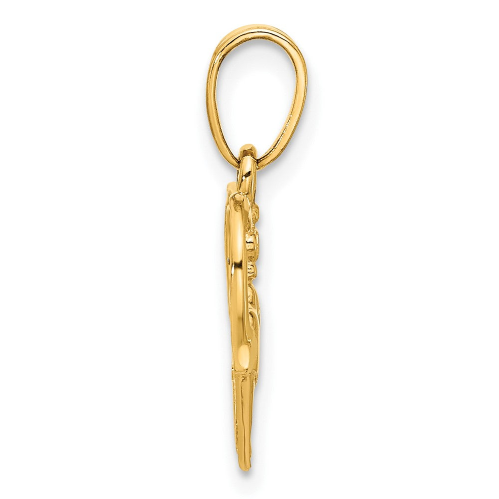14k Yellow Gold Claddagh Charm