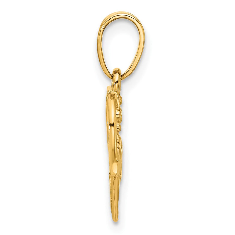 14k Yellow Gold Claddagh Charm