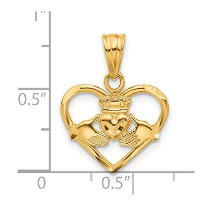 14k Yellow Gold Claddagh Charm